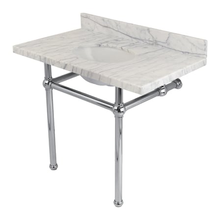 Fauceture 36X22 Marble Vanity Top W/ Brass Feet Combo, Marble/ Chrome KVPB3630MB1